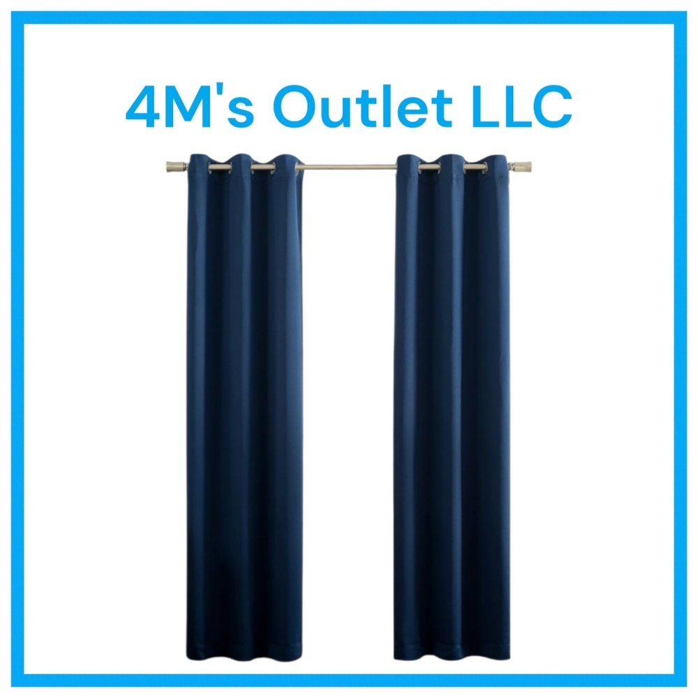 Blue Grommet Curtain Panel